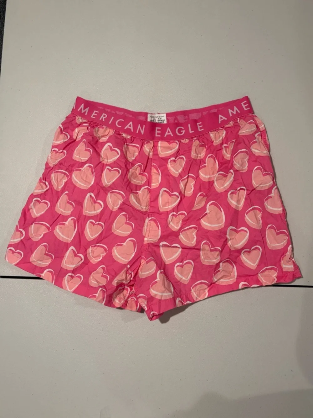American Eagle Bright Pink Heart Waistband Boxers